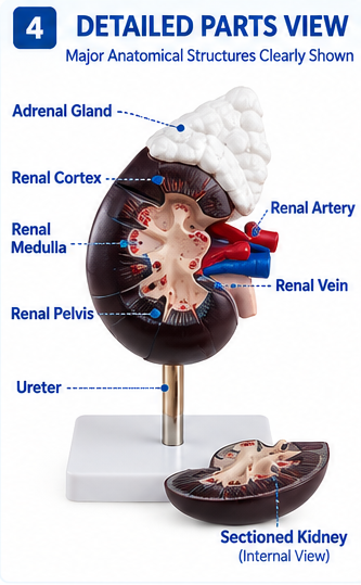 Human Kidney with Adrenal Gland Model