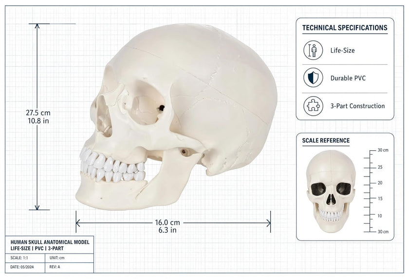 Life-Size Human Skull Model | Anatomical Skull Model for Medical Education