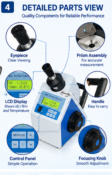 Abbe Refractometer – Laboratory Refractive Index Measuring Instrument
