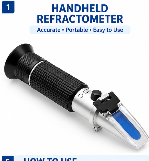Brix Refractometer 0–32% – Handheld Sugar Content & Concentration Tester