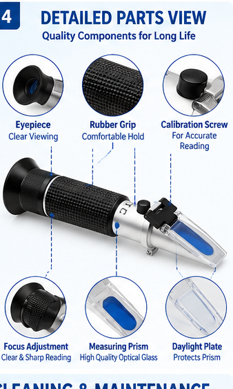 Brix Refractometer 0–32% – Handheld Sugar Content & Concentration Tester