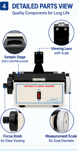 Digital Zone Reader – Antibiotic Zone of Inhibition Measuring Instrument for Microbiology